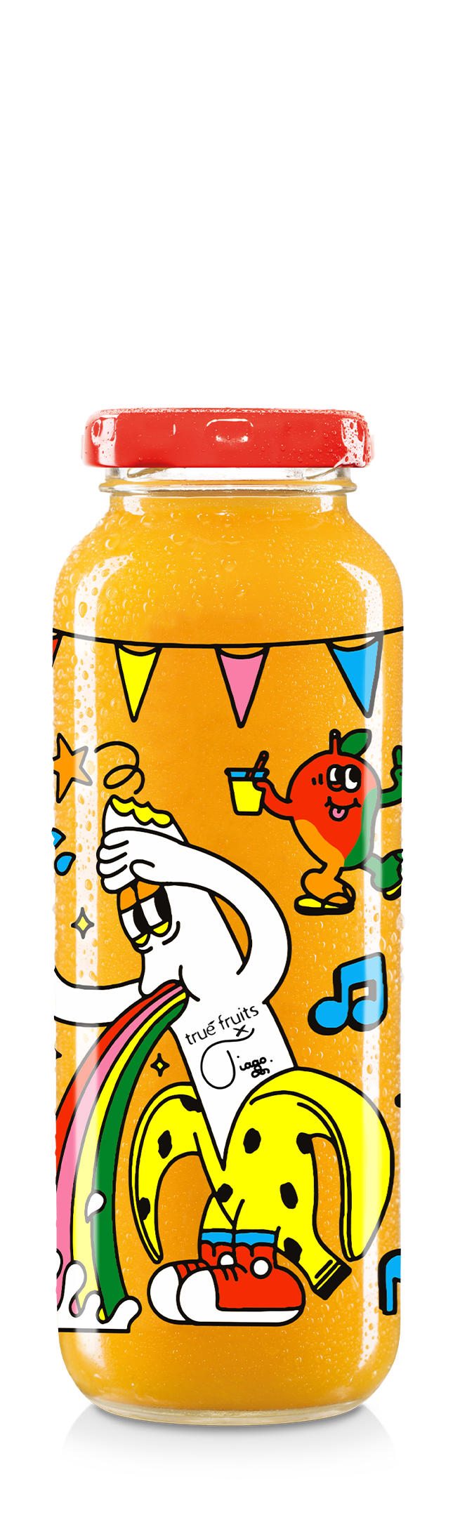 Einzelne Smoothieflasche der limited edition no. 28 auf weißem Hintergrund